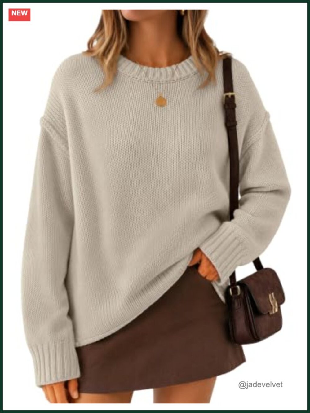 Oversized Chunky Crewneck Pullover Sweater Women Fall Winter Long Sleeve Cotton